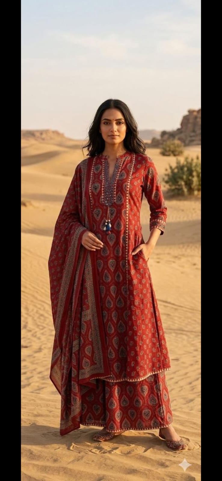 Pure Cotton Maroon 3pc Set