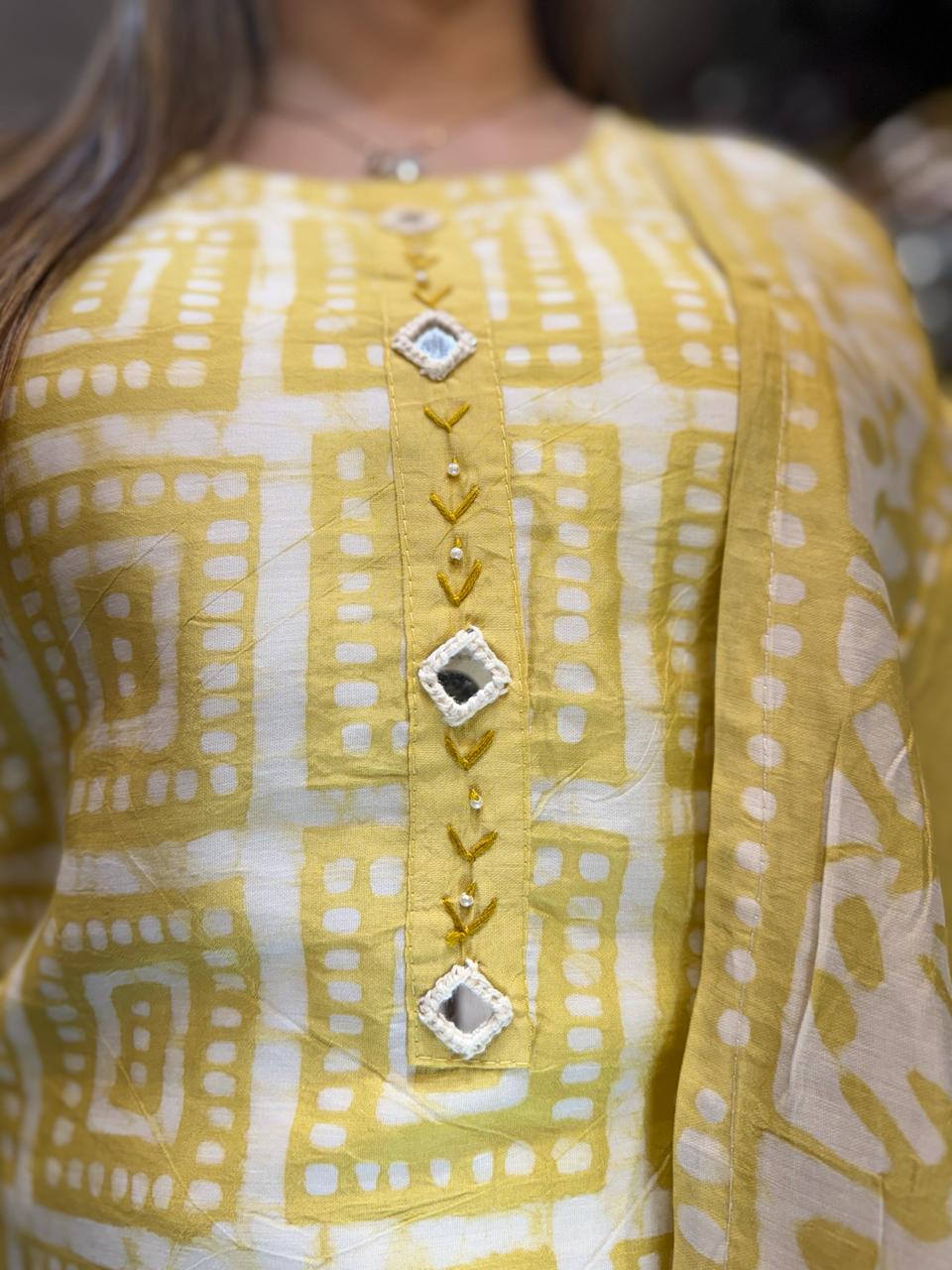 Pure Cotton Silk Yellow 3pc Set