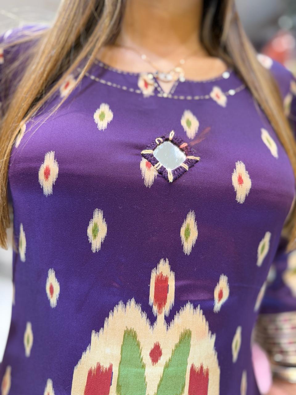 Pure Gaji Silk Purple 2pc Set