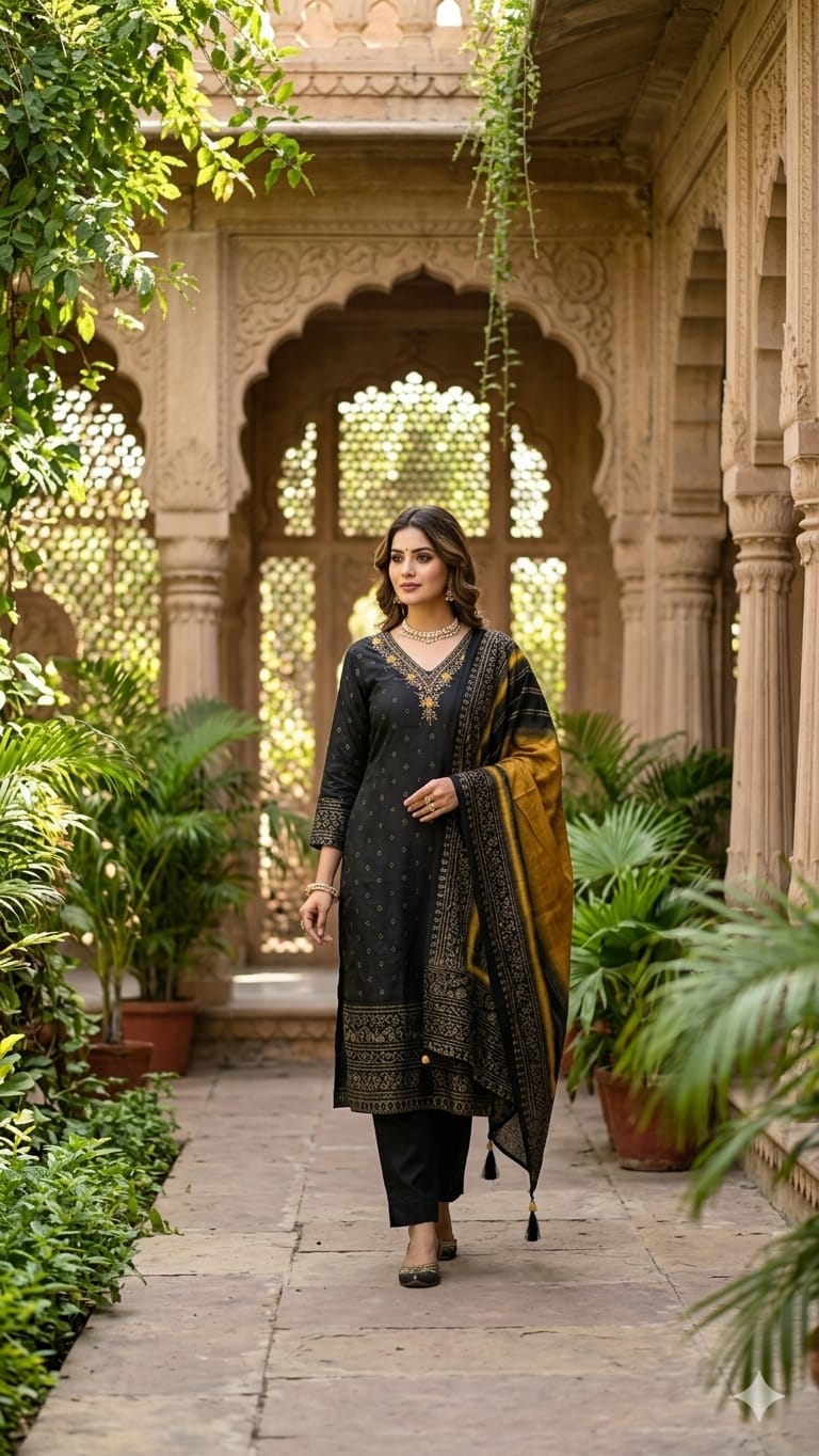 Pure Muslin Black 3pc Set