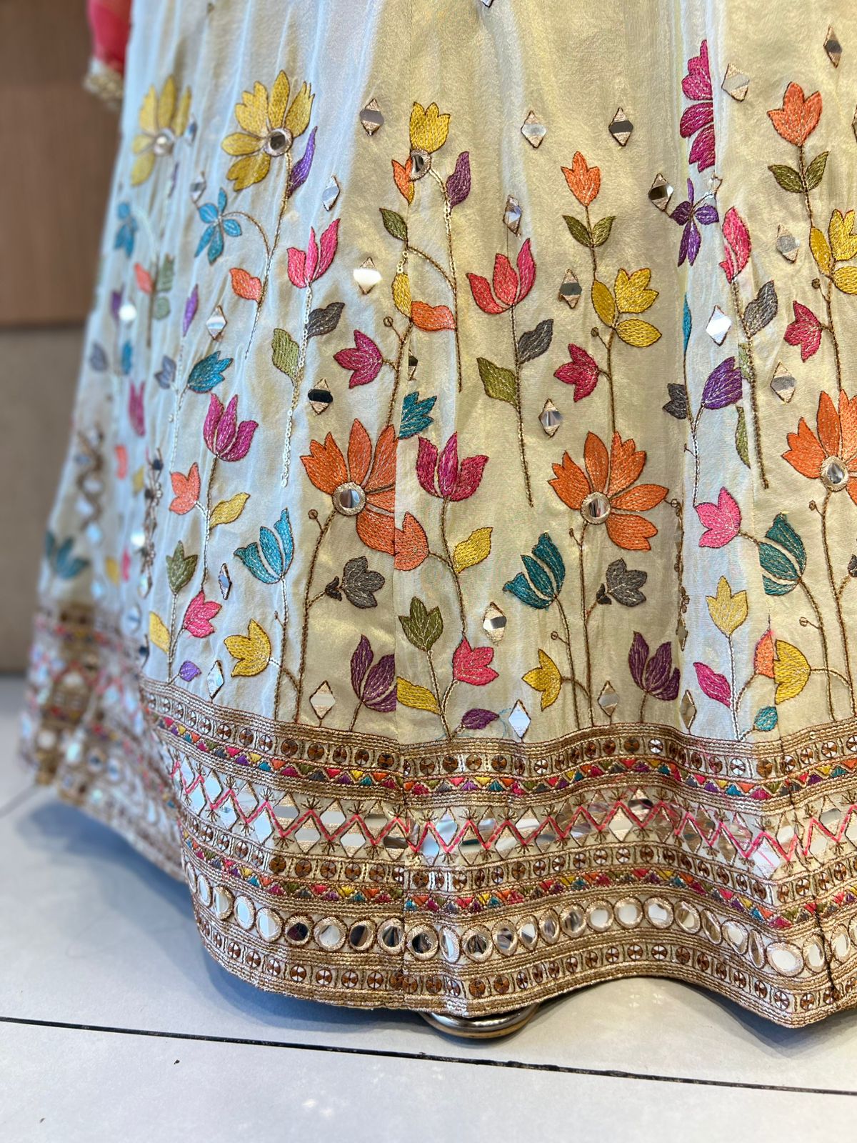 Pure Simmer Tissue Ivory Lehenga 3pc Set