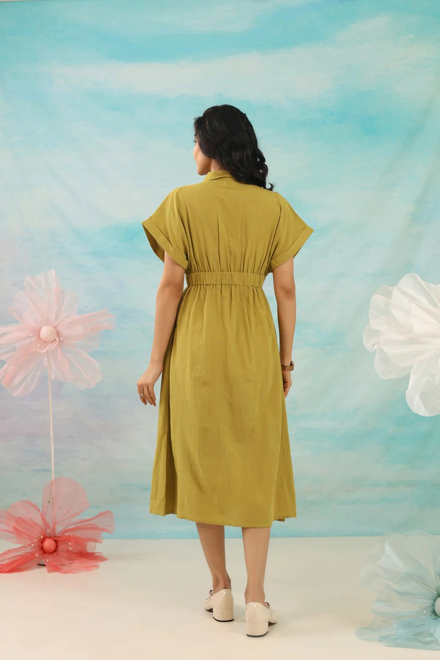 Pure Flex Cotton Mustard Yellow Midi