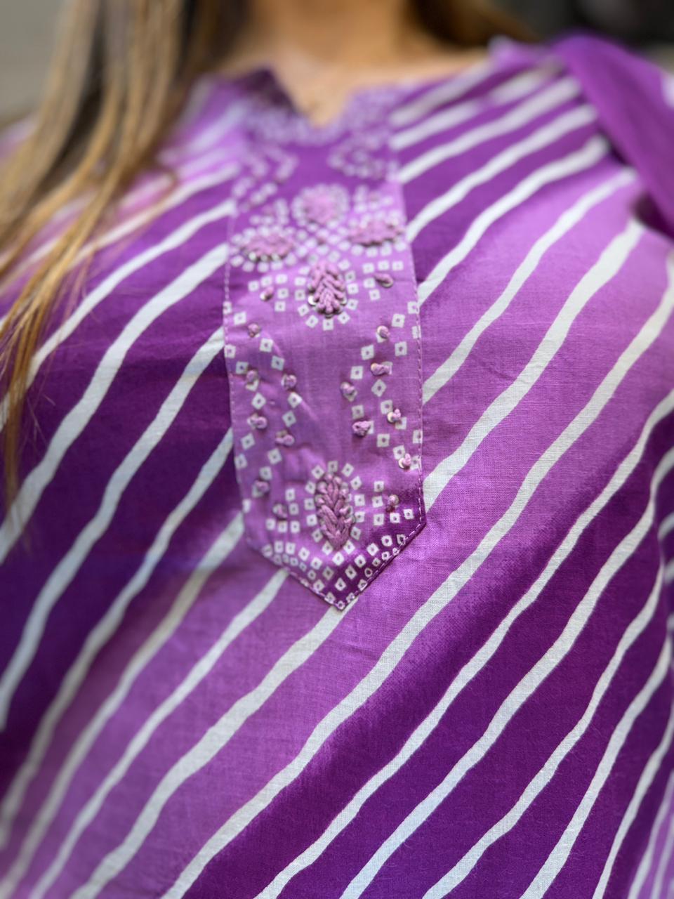Pure Cotton Purple 3pc Set