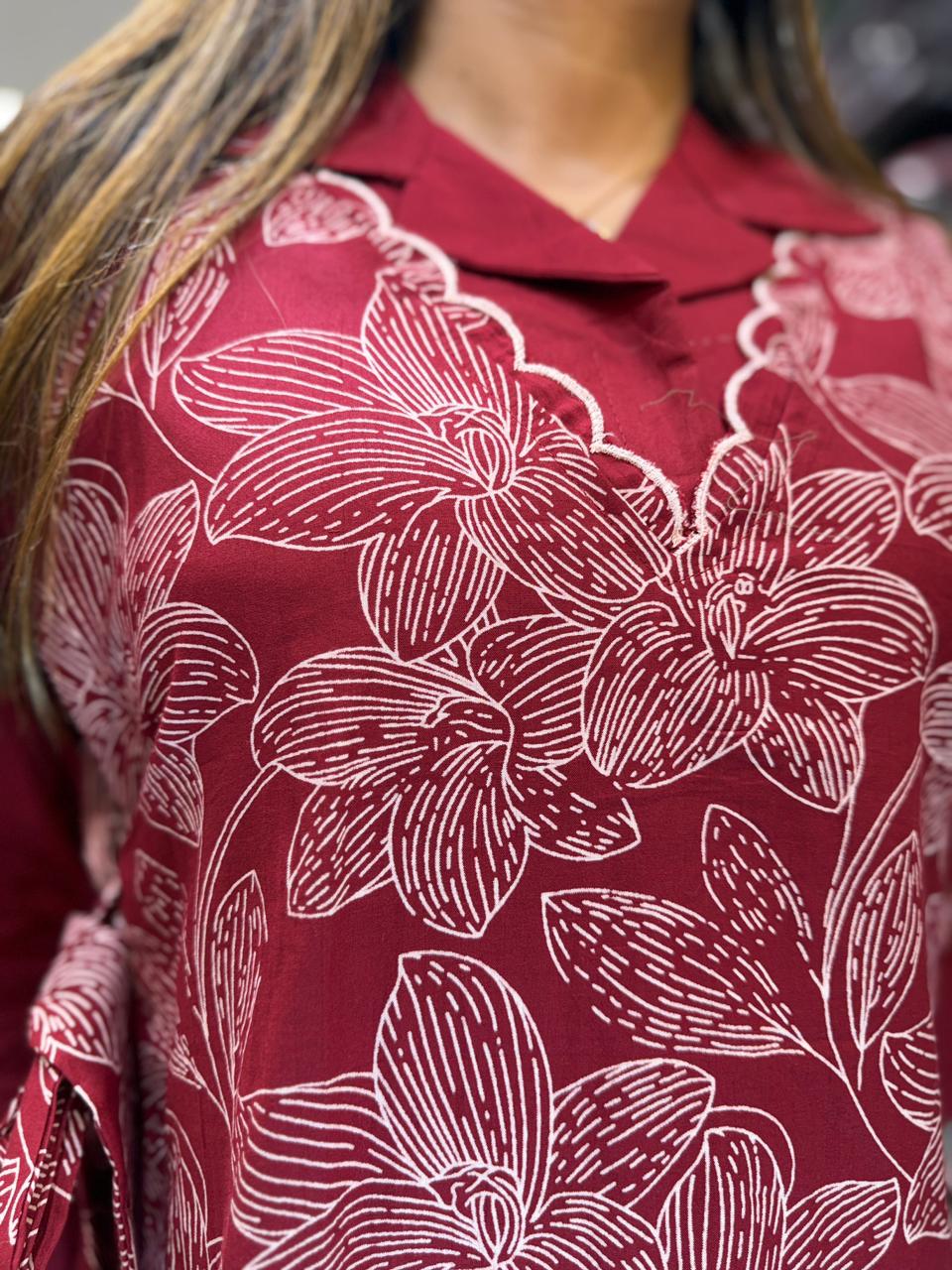 Pure Cotton Maroon 2pc Set