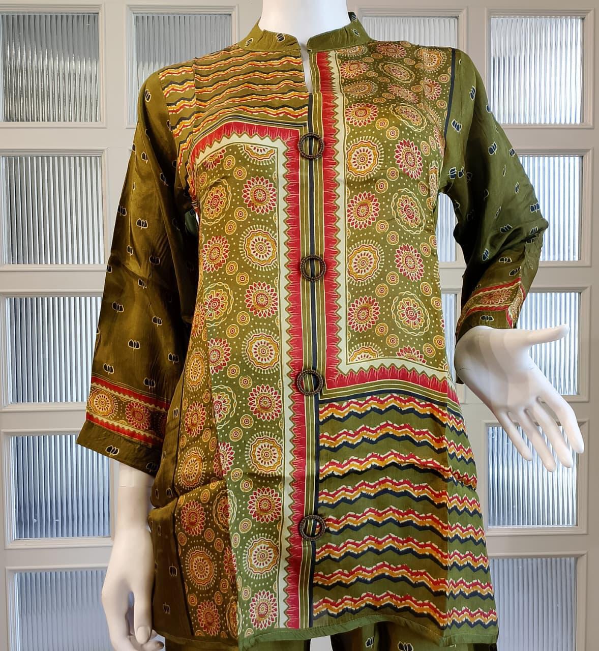 Pure Crep Mahendi Green 2pc Set