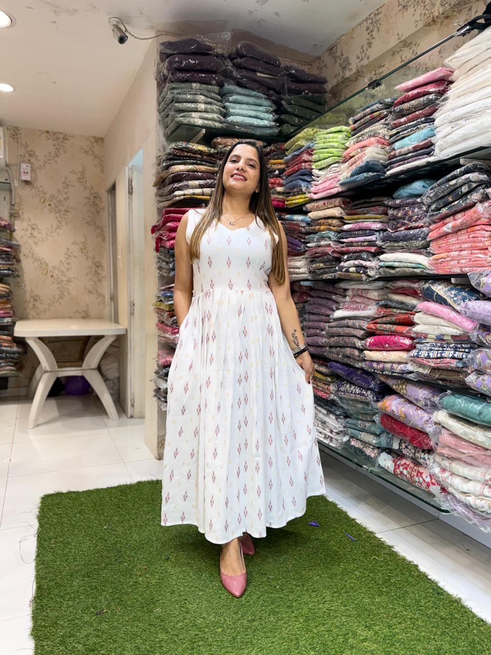Pure Linen Cotton Off White Midi