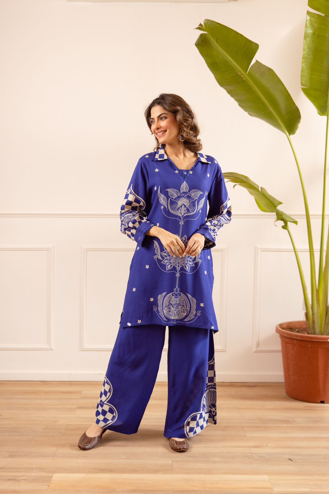 Pure German Rayon Royal Blue 2pc Set