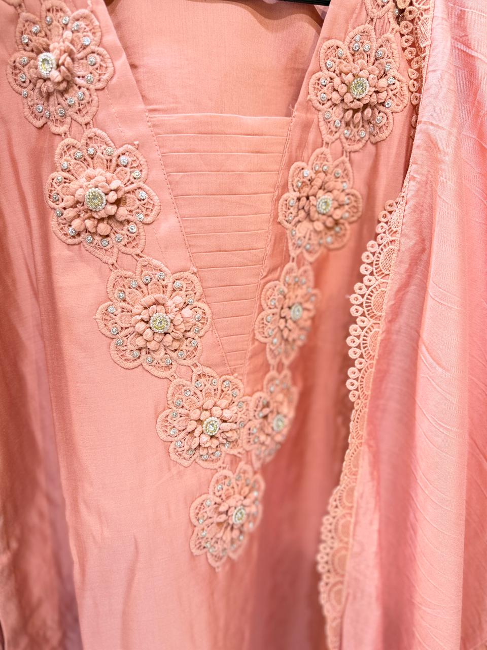 Pure Cotton Silk Blush Pink 3pc Set