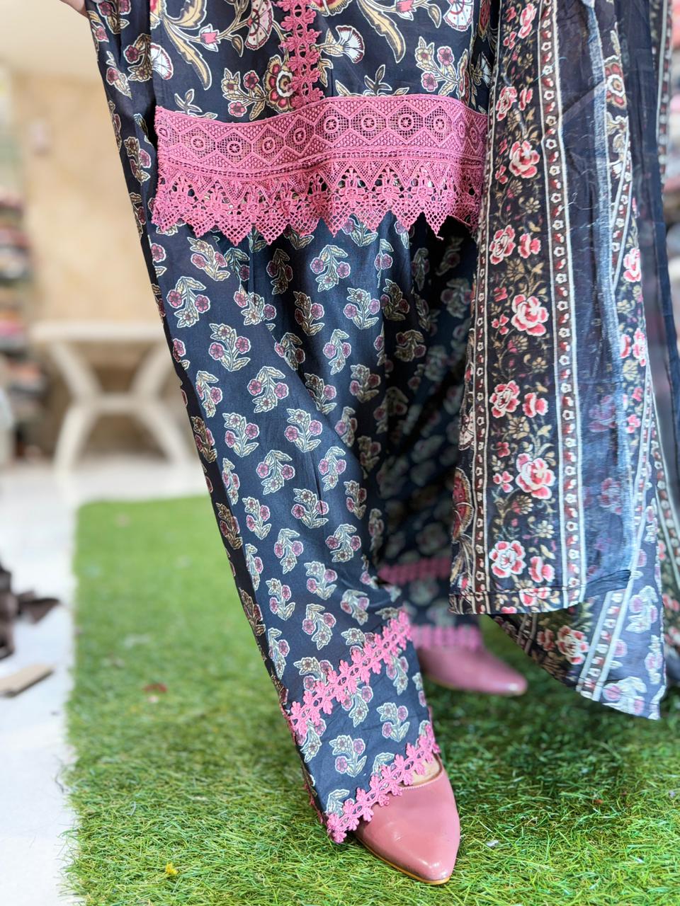 Pure Cotton Black Farsi Salwar 3pc Set