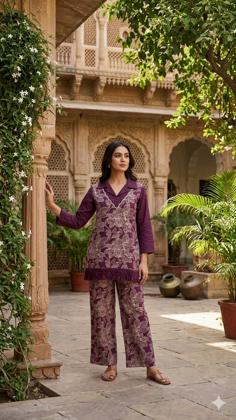 Pure Cotton Wine 2pc Set