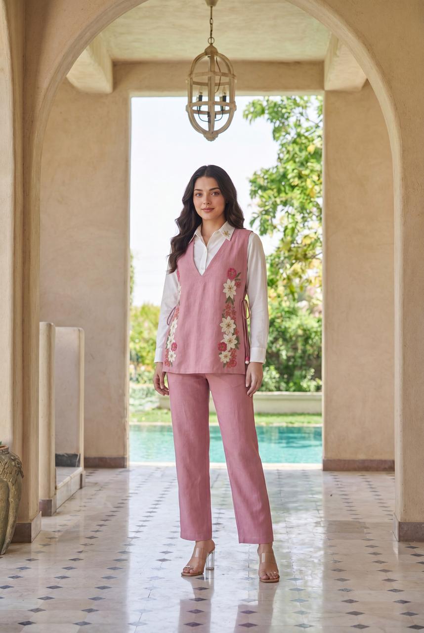 Pure Linen Pink 3pc Set