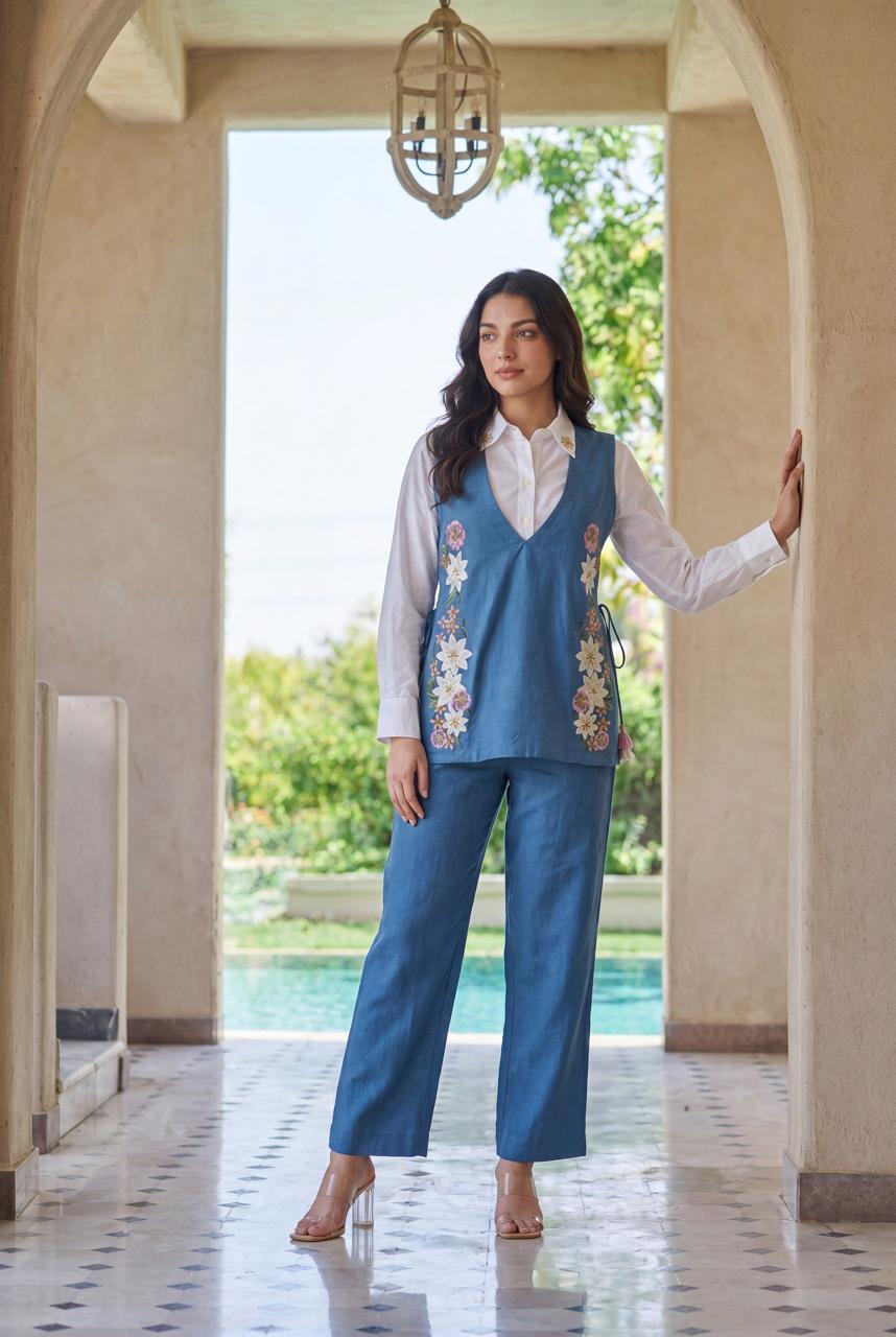 Pure Linen Blue 3pc Set