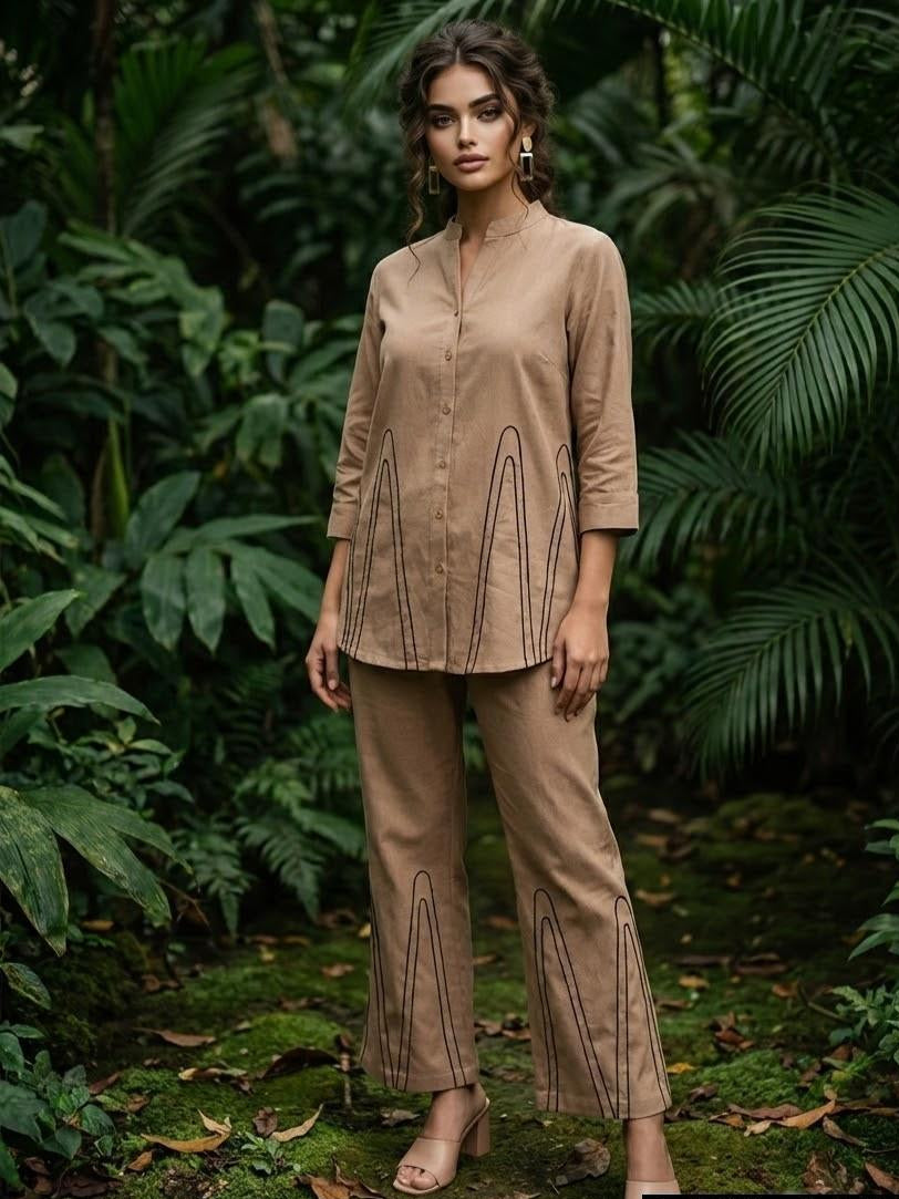Pure Linen Cotton Beige 2pc Set