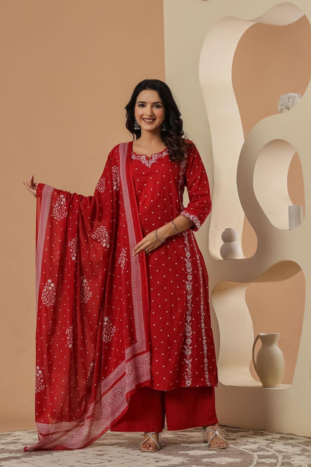 Pure Cotton Red 3pc Set