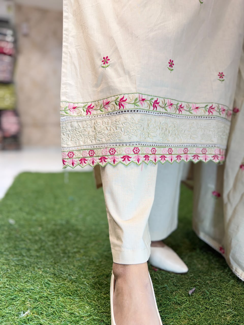 Pure Slub Cotton Cream 3pc Set