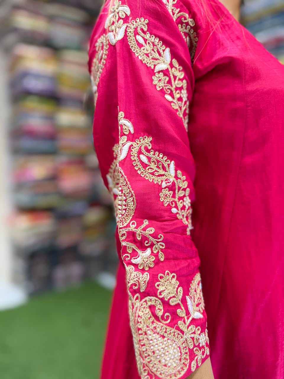 Pure Dola Silk Rani Pink 3pc Set