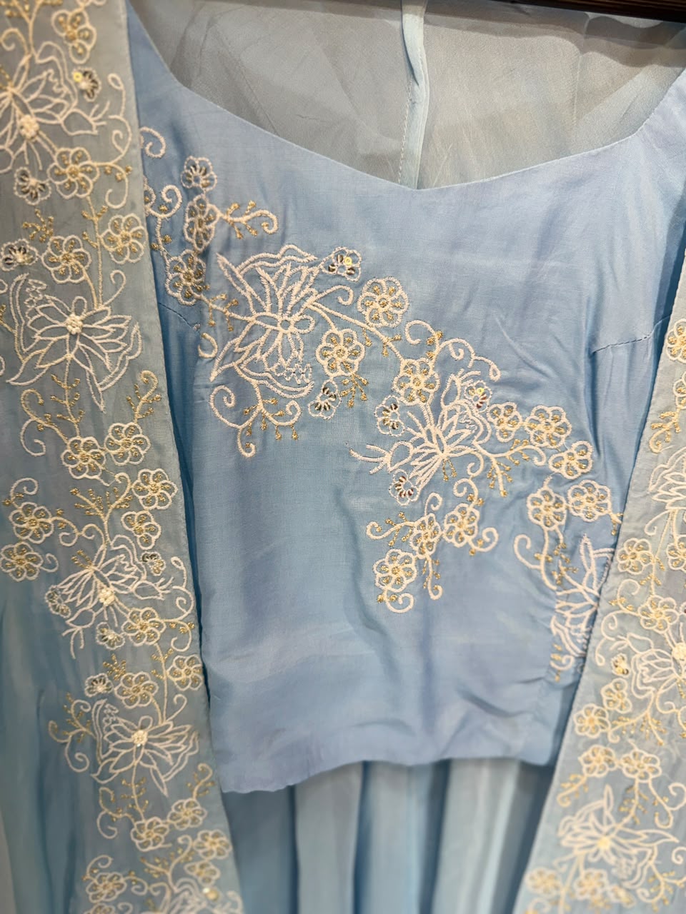 Pure Viscoce Organza Sky Blue 3pc Set