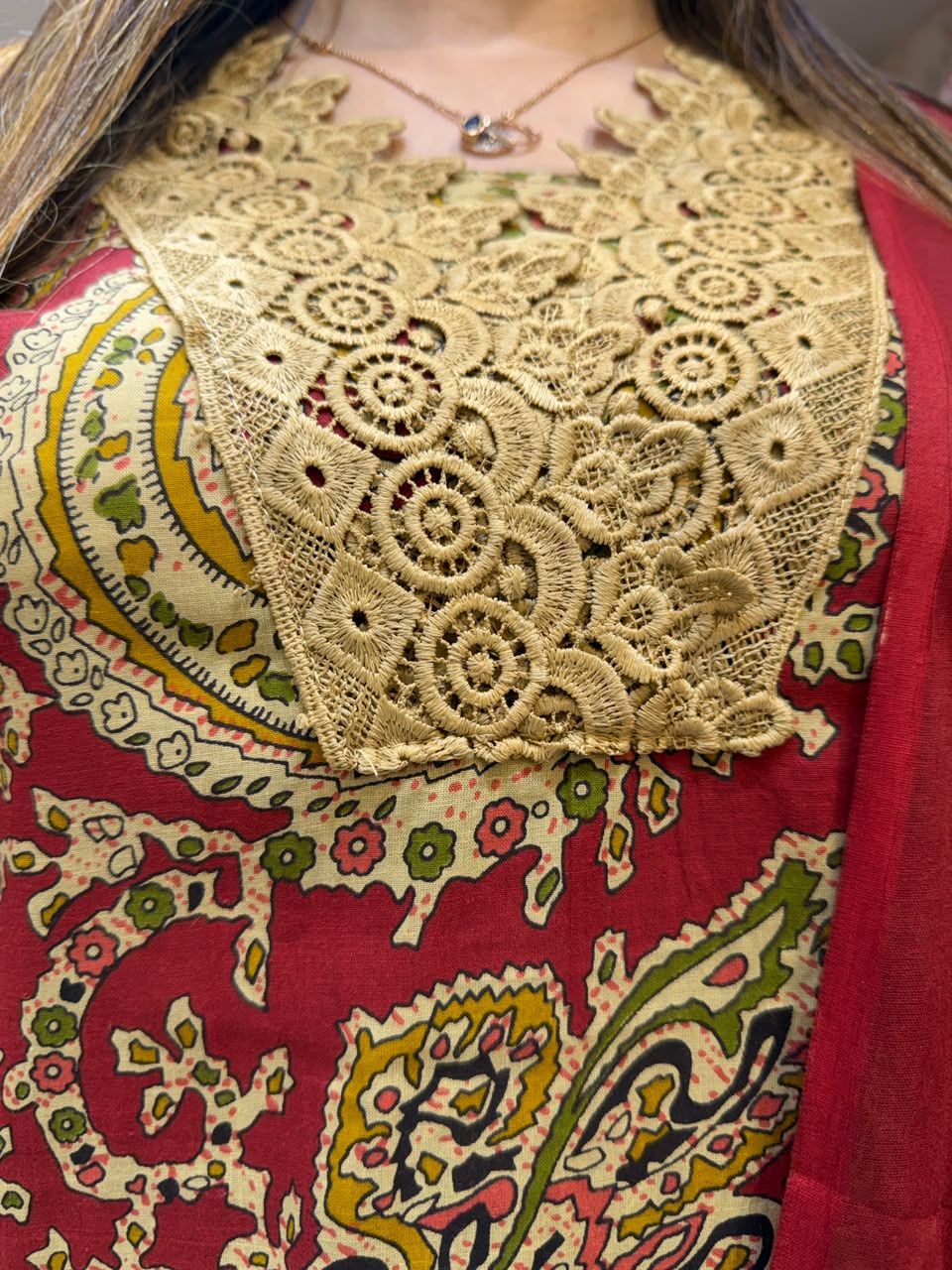 Pure Cotton Farsi Salwar Maroon 3pc Set