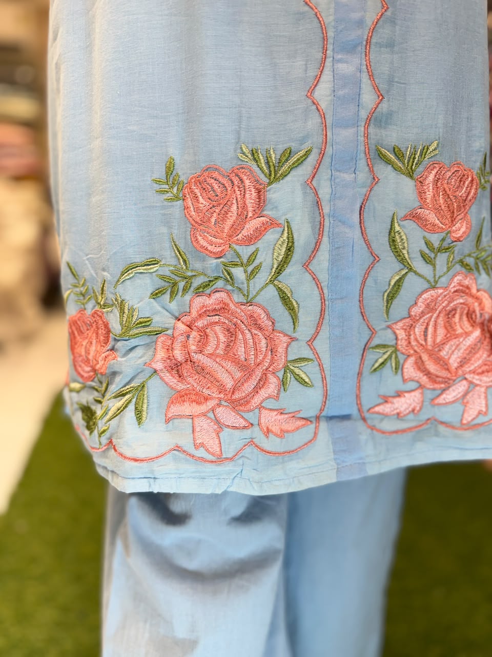 Pure Mull Cotton Sky Blue 2pc Set