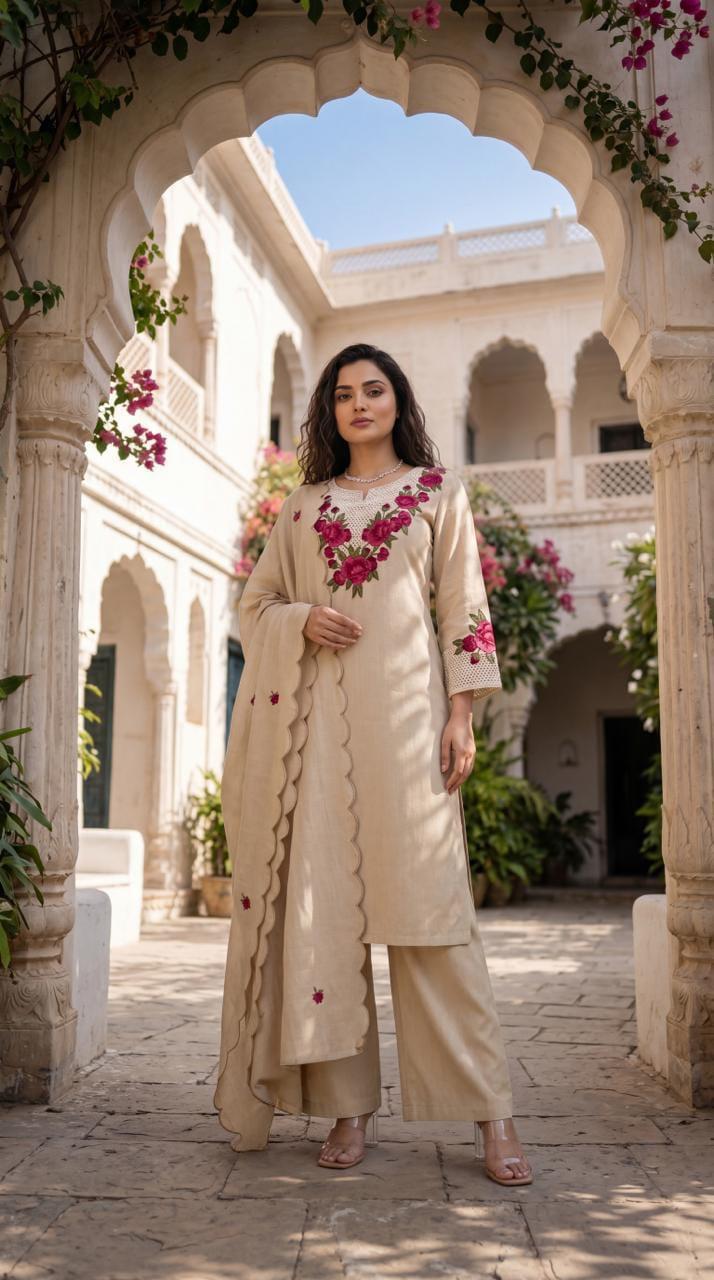 Pure Crush Cotton Off White 3pc Set