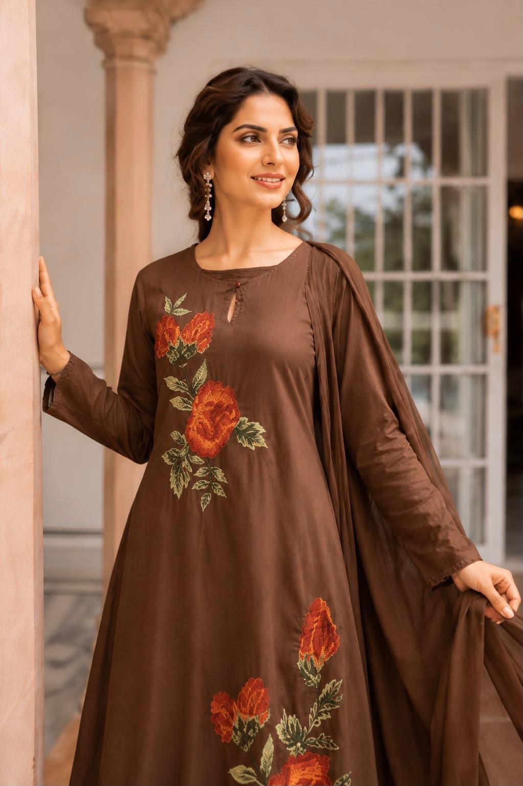 Pure Mull Cotton Brown 3pc Set
