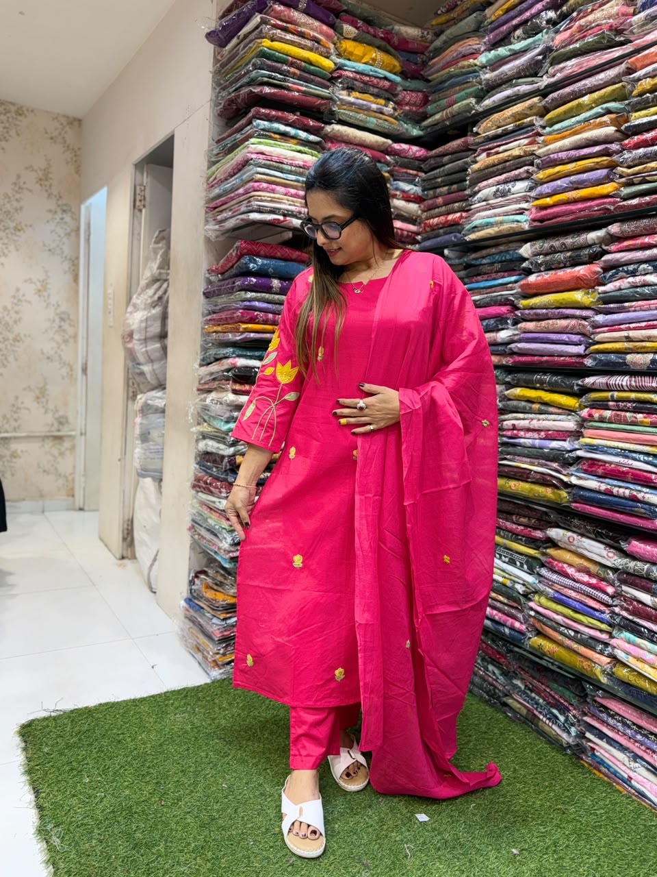 Pure Cotton Rani Pink 3pc Set