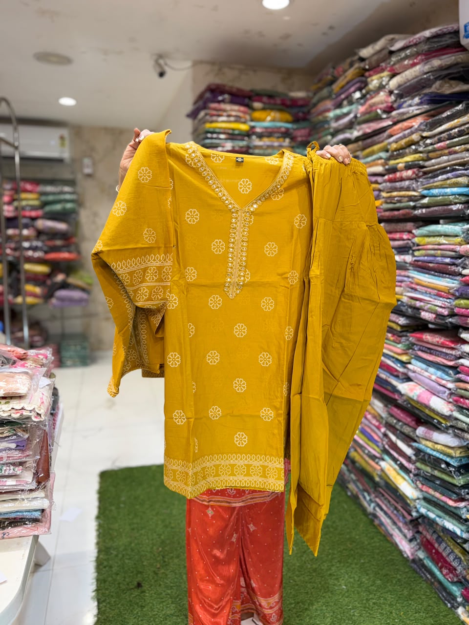 Pure Cotton Yellow Farsi Salwar 3pc Set