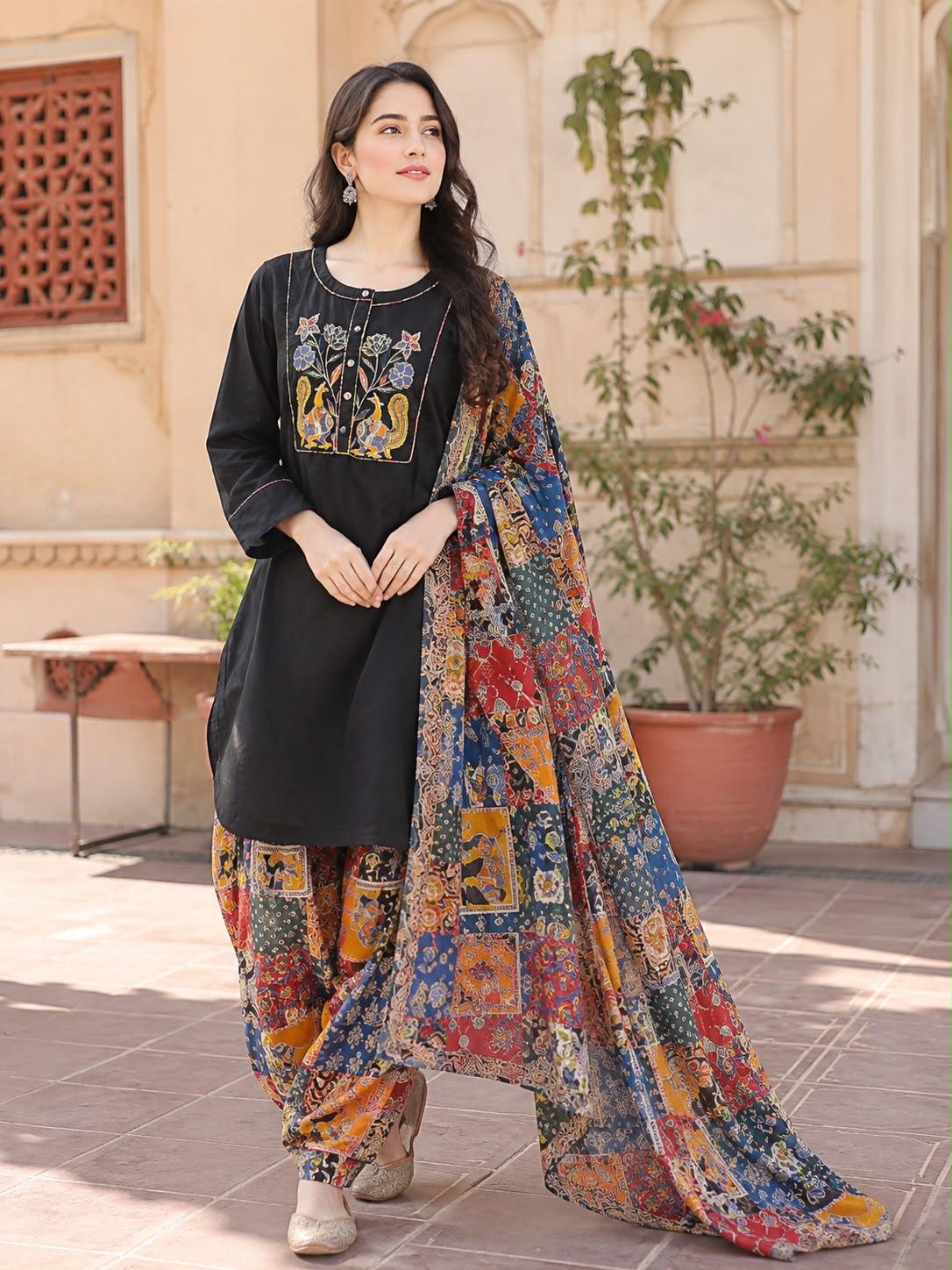 Pure Cotton Black Farsi Salwar 3pc Set