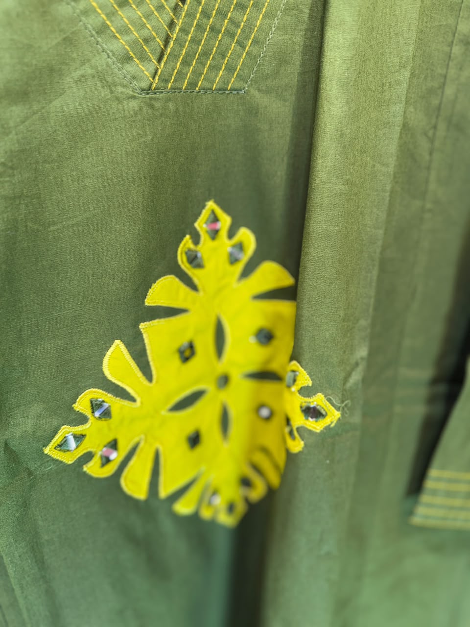 Pure Daabu Cotton Mahendi Green 2pc Set