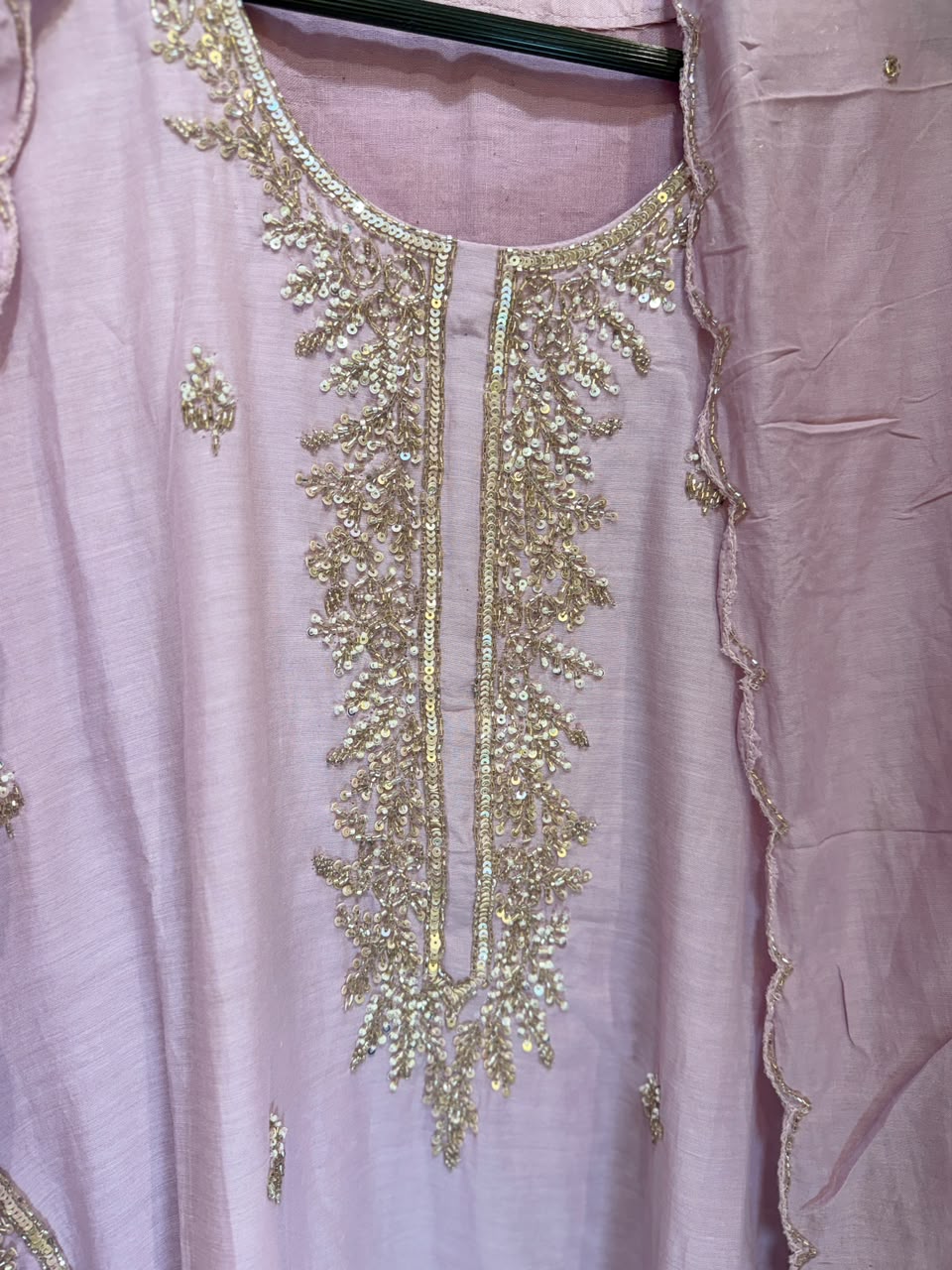 Pure Banaras Mull Chanderi Lylac Purple 3pc Set