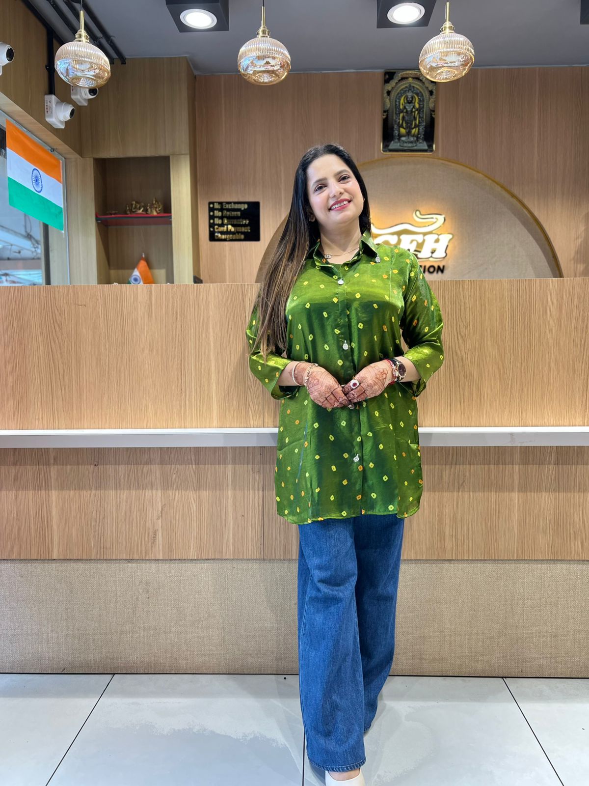 Pure Glass Organza Green Shirt