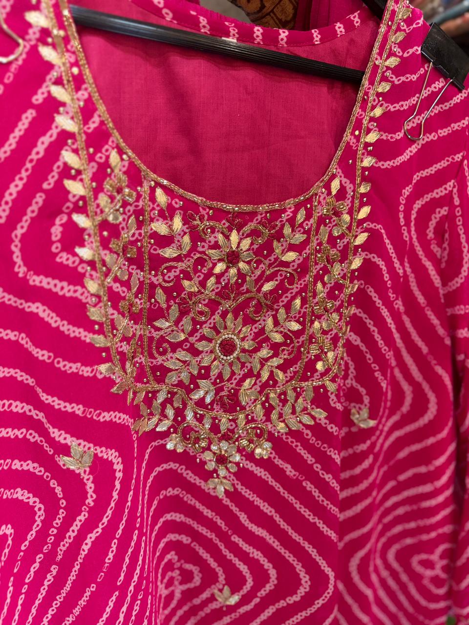 Pure Georgette Rani Pink 3pc Set