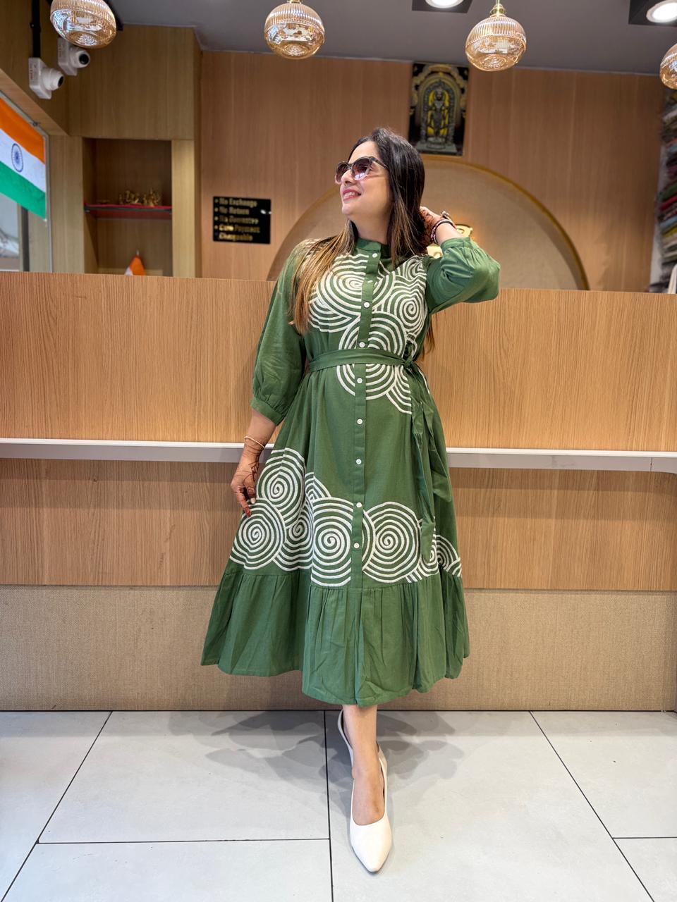 Pure Flex Cotton Green Midi