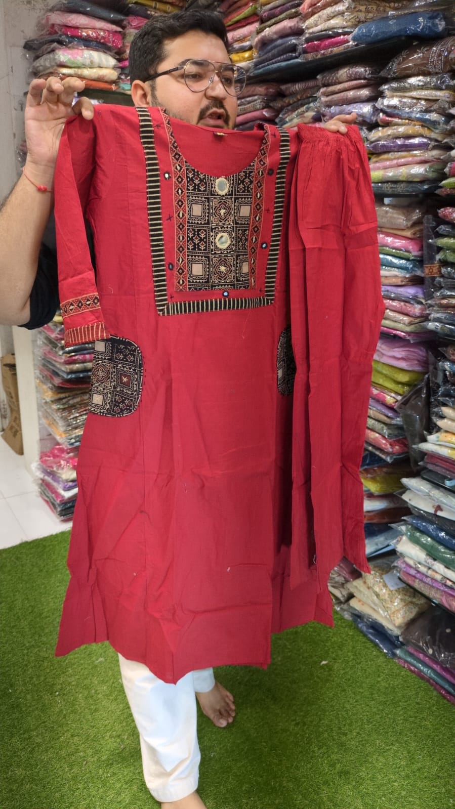 Pure Daabu Cotton Red 2pc Set
