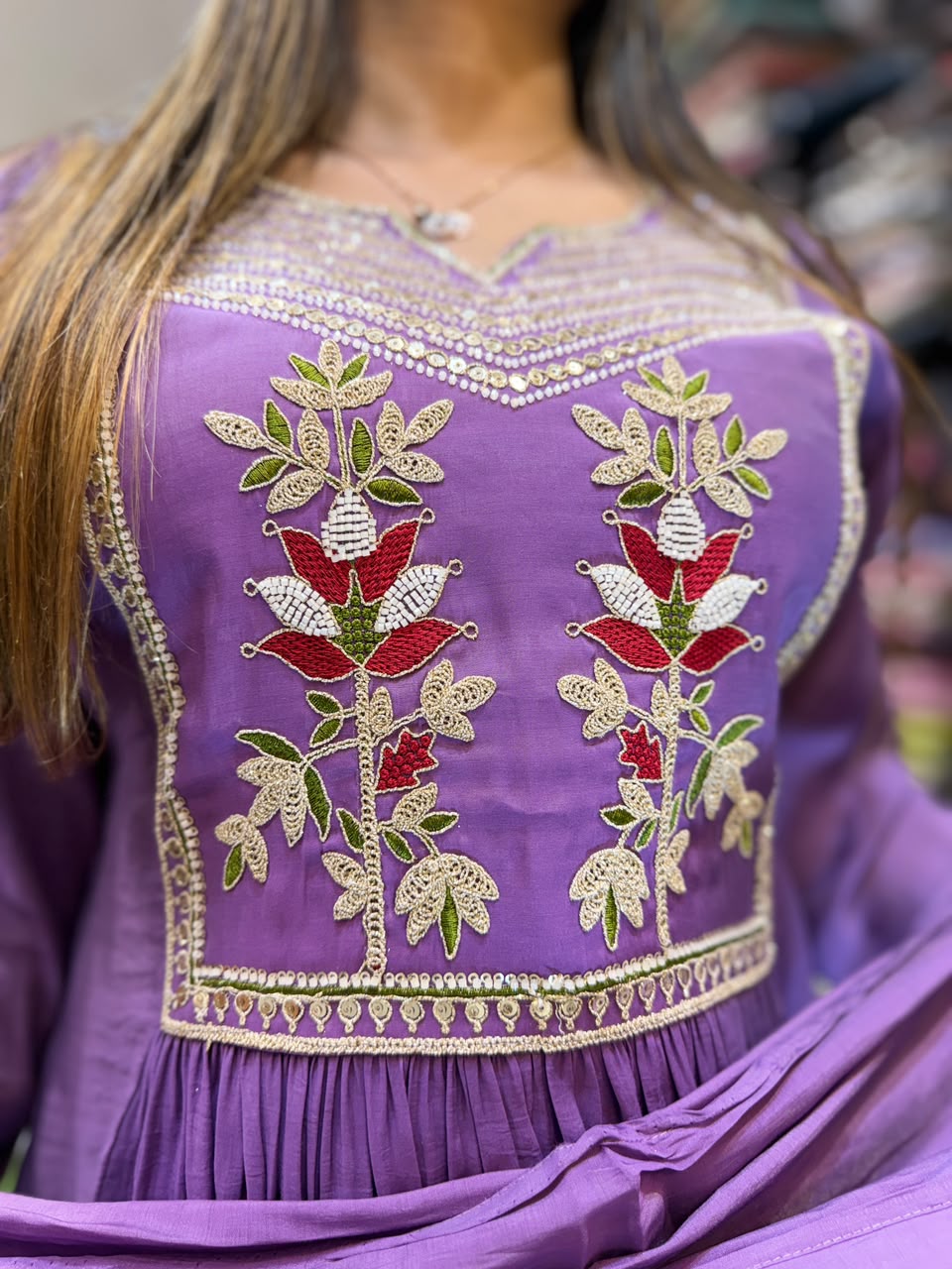 Pure Surat Mull Chanderi Purple 3pc Set