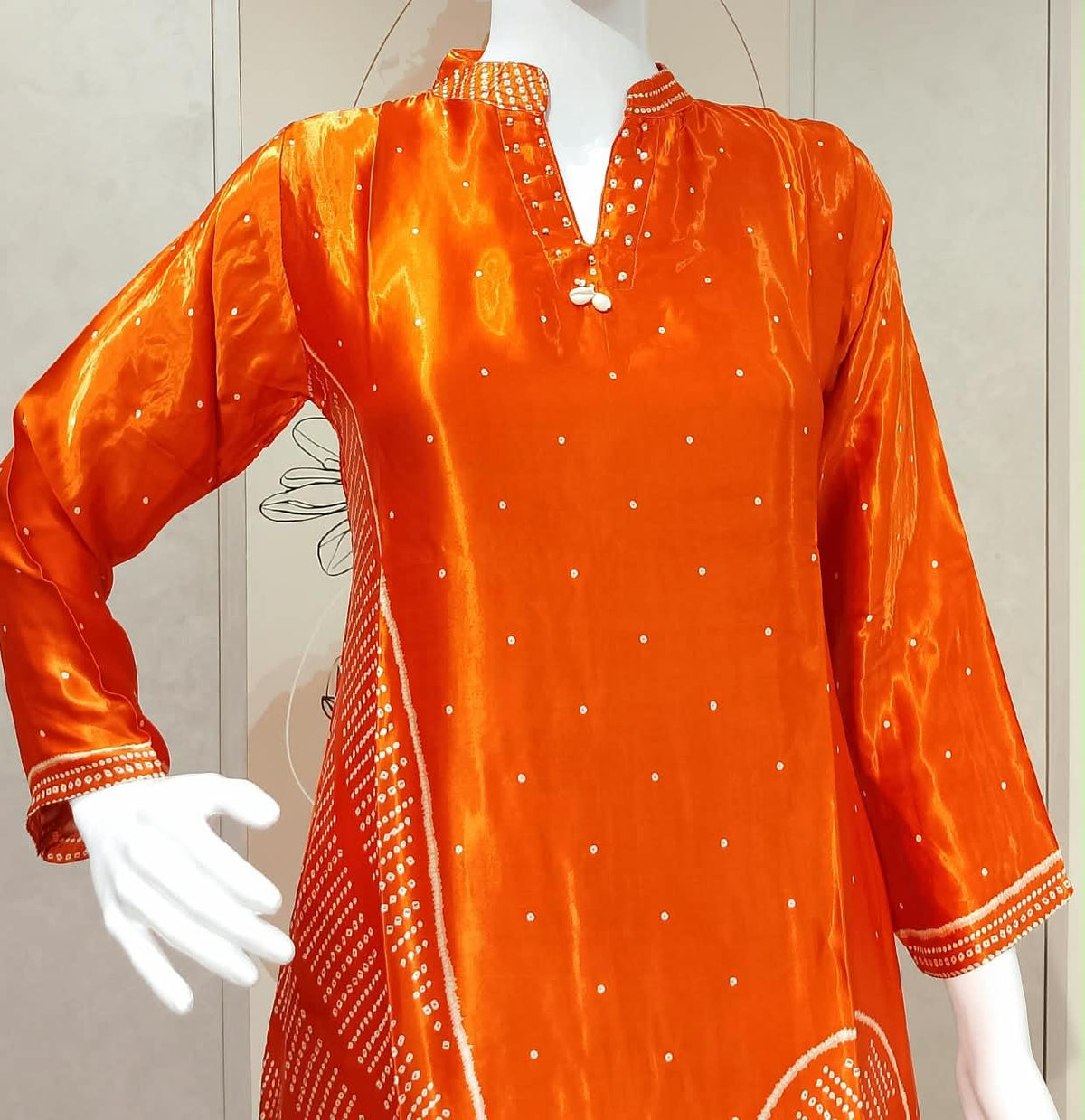 Pure Satin Gaji Orange 2pc Set