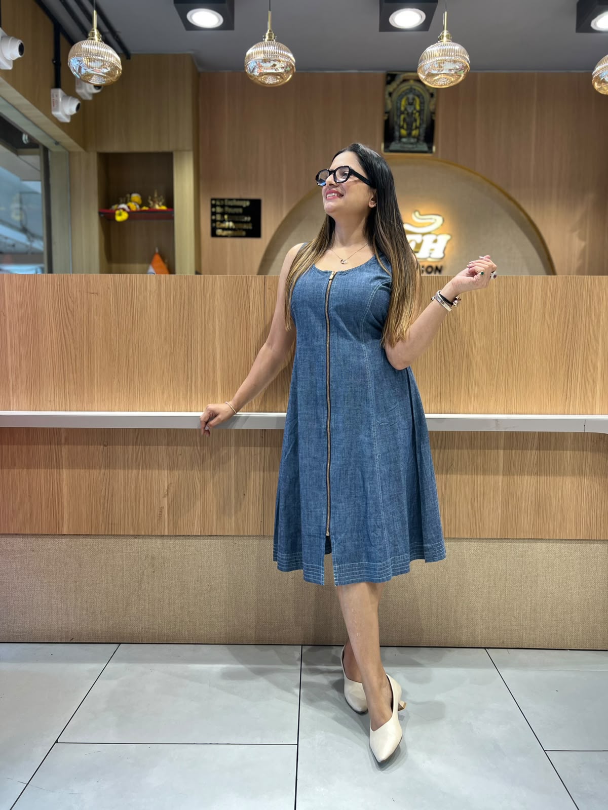 Pure Cotton Denim Blue Midi