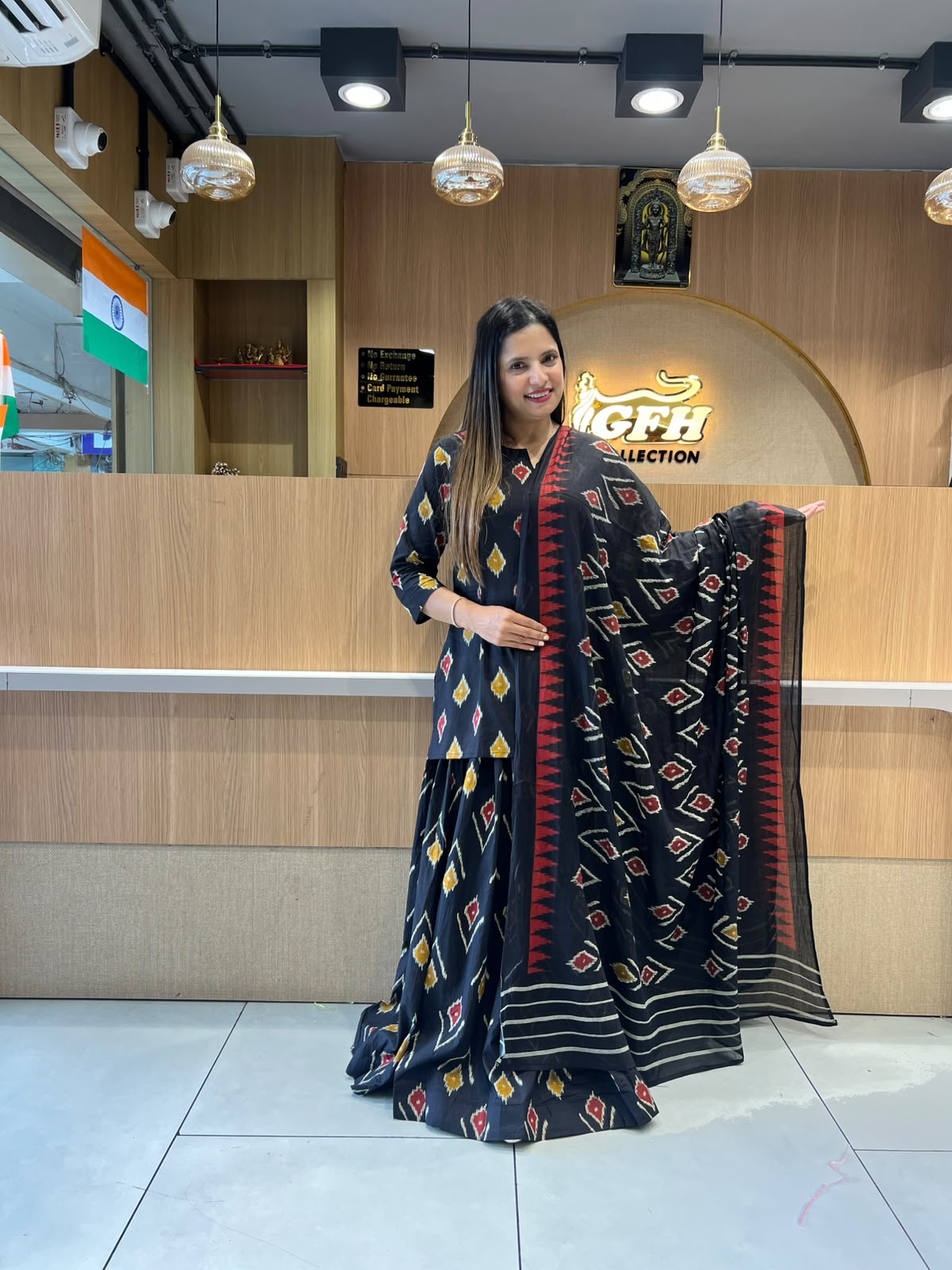 Gopi Dress Pure Cotton Black 3pc Set