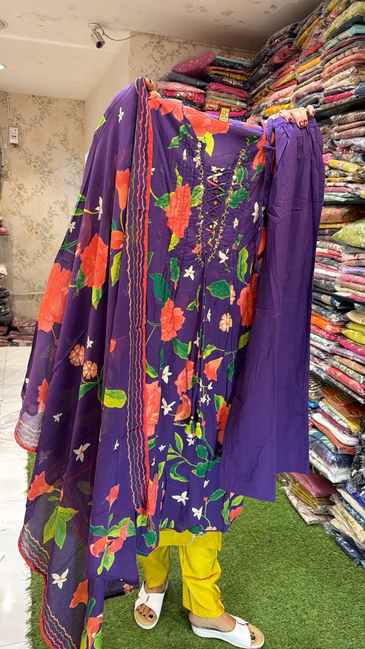 Pure Cotton Purple 3pc Set