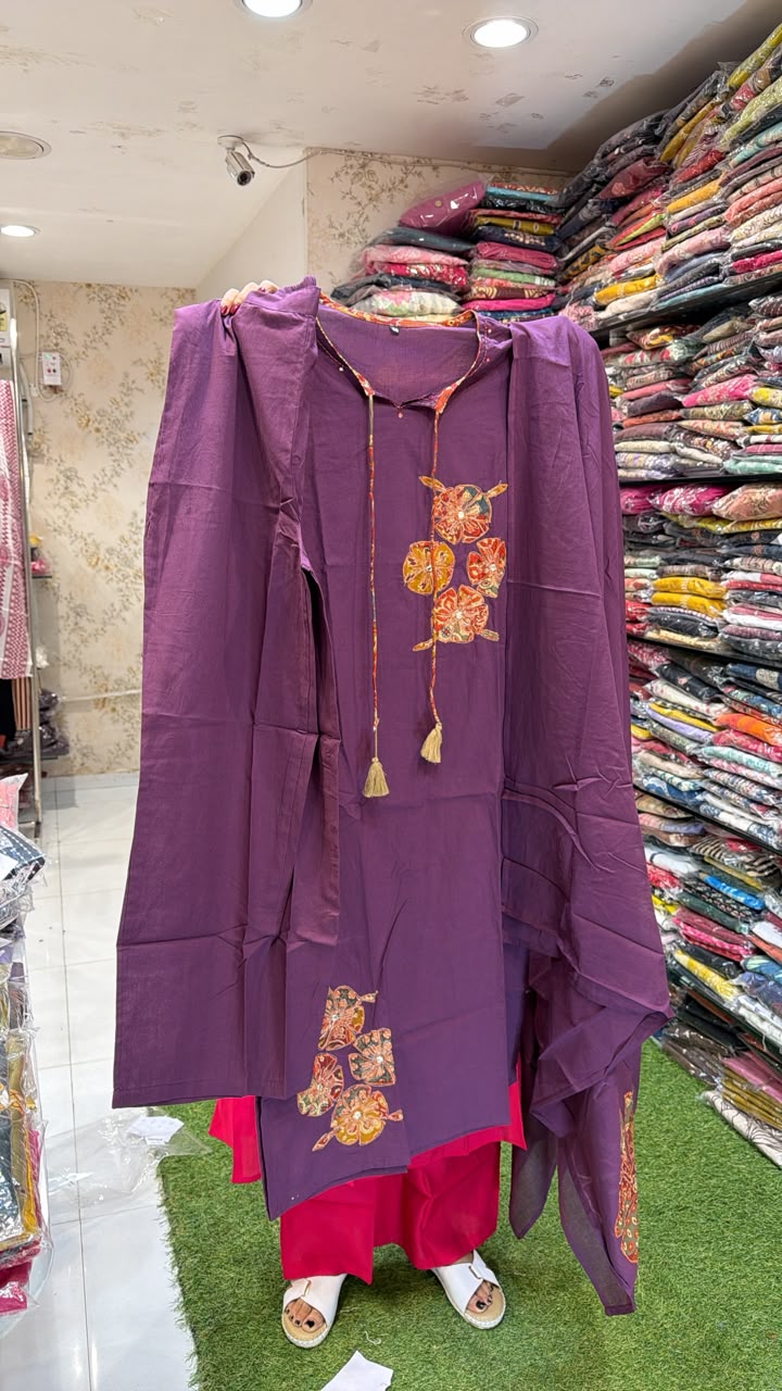 Pure Cotton Mazenta 3pc Set