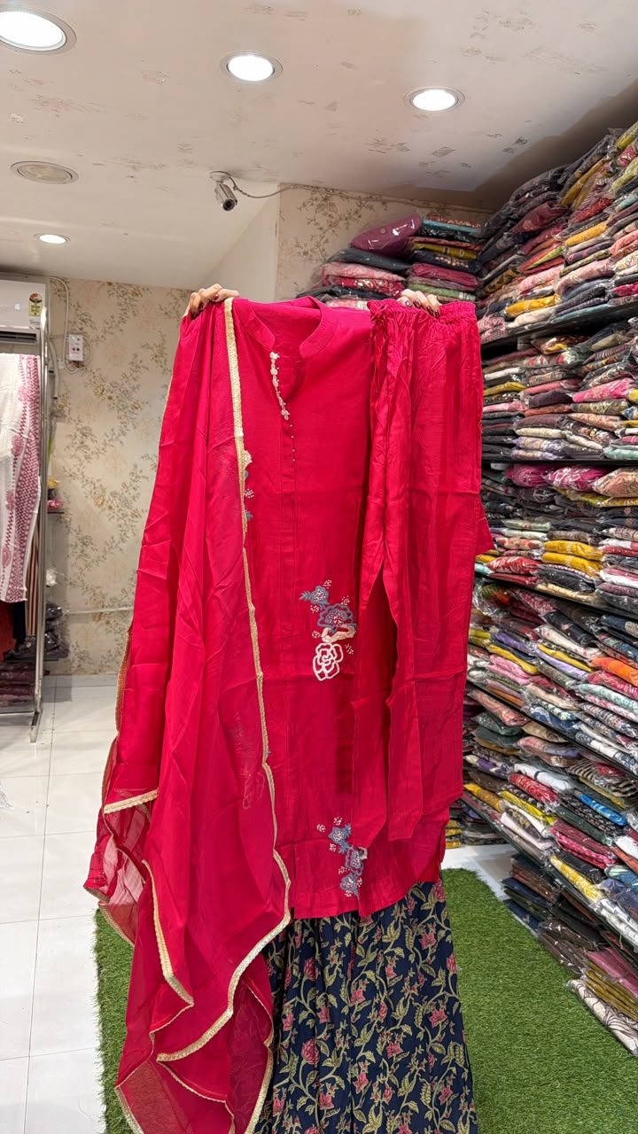 Pure Dola Silk Red 3pc Set