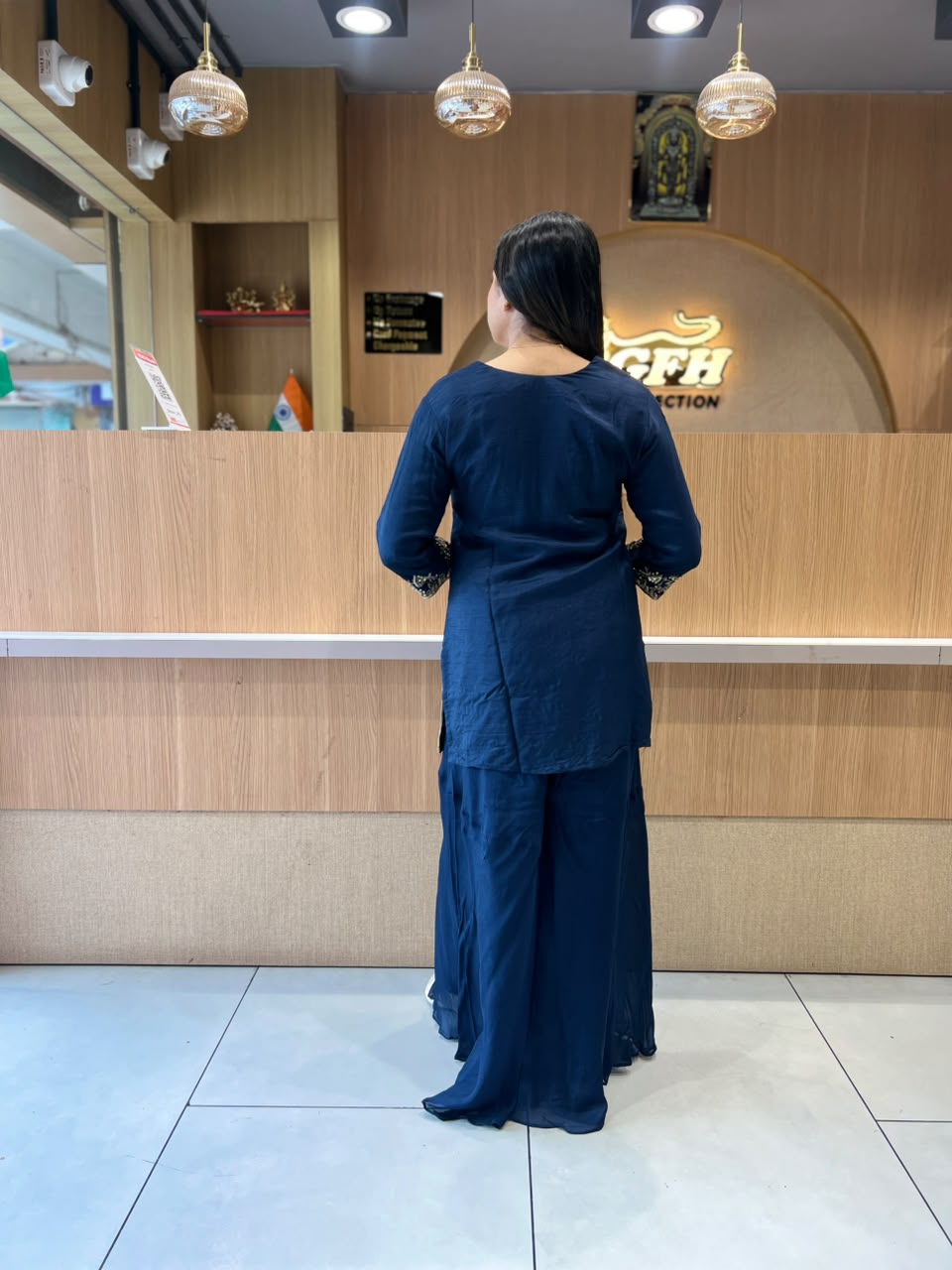 Pure Dola Silk Navy Blue 3pc Set