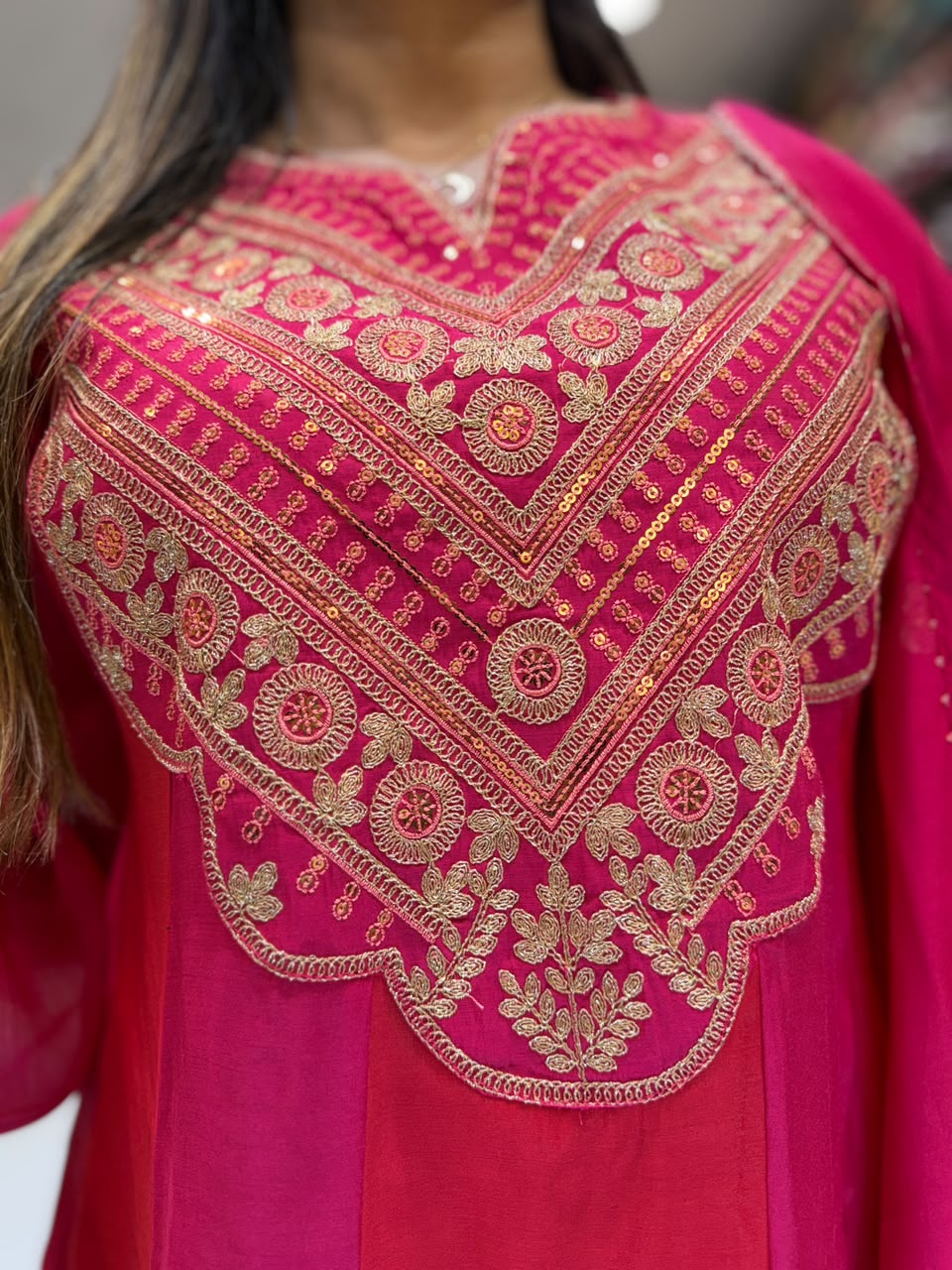 Viscose Mull Chanderi Anarkali 3pc Set