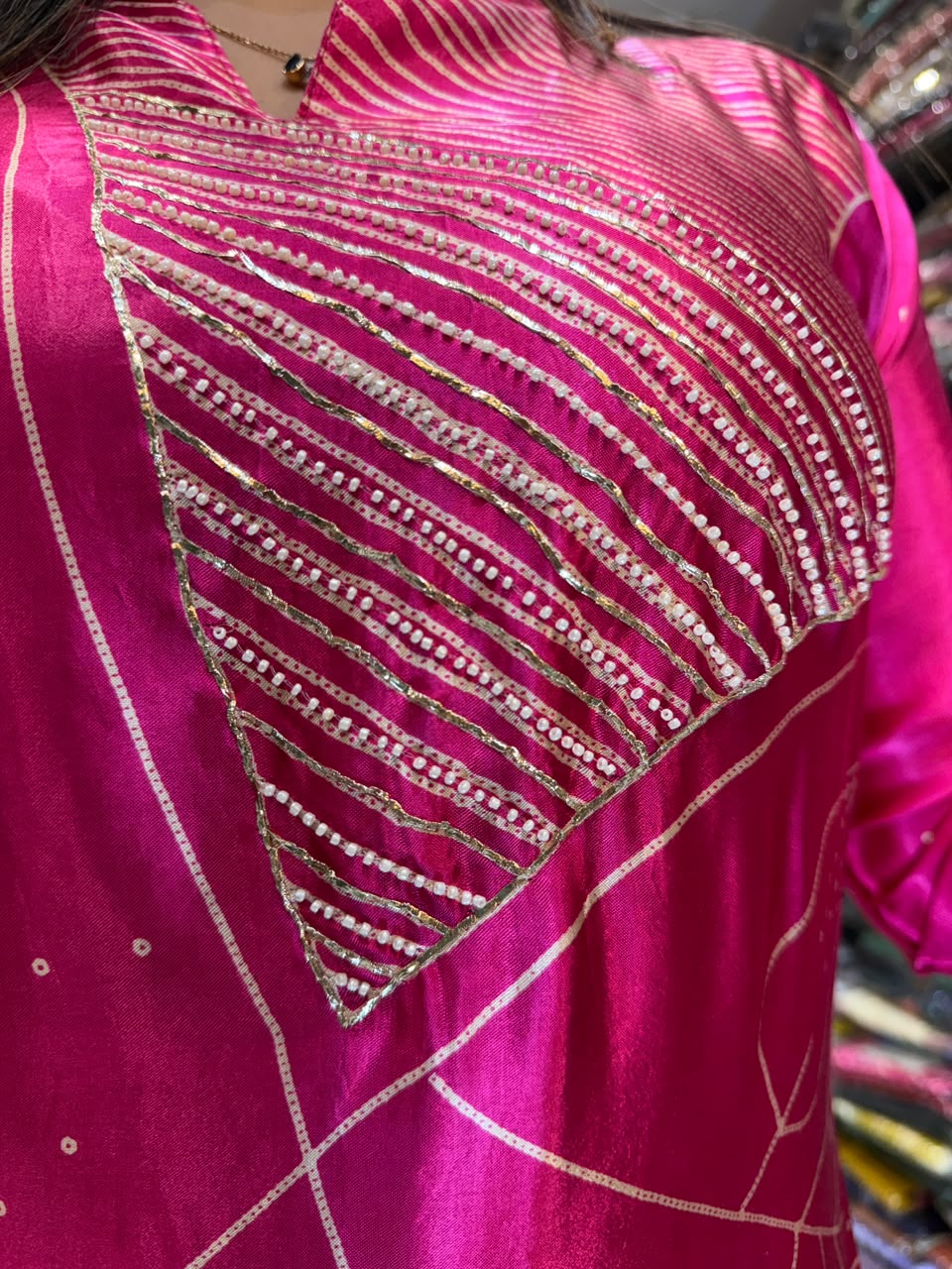 Pure Satin Gaji Rani Pink 2pc Set