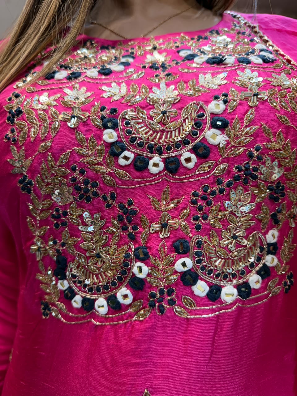 Pure Dola Silk Rani Pink 3pc Set