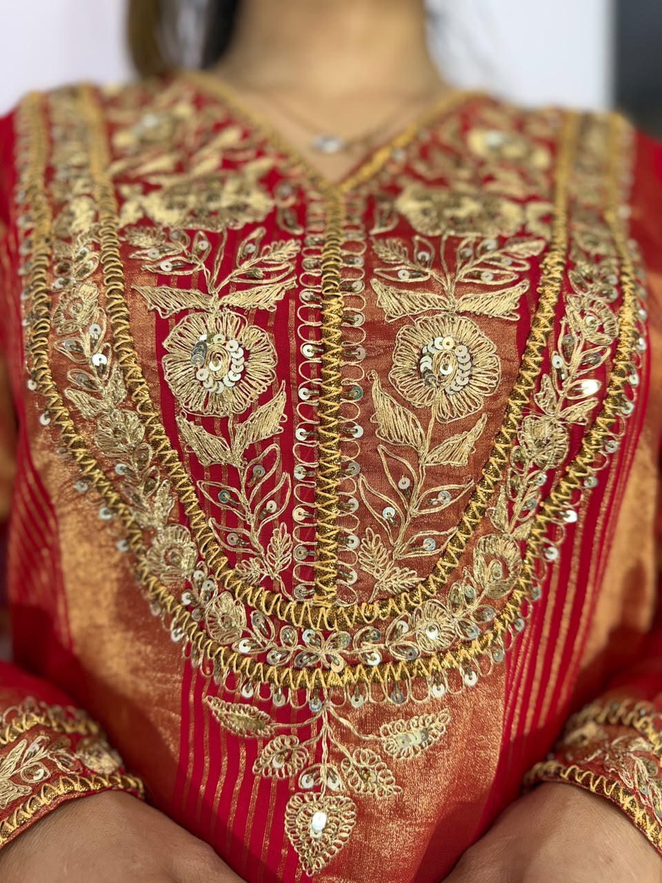 Pure Brocade Silk with Palazzo in Handwork