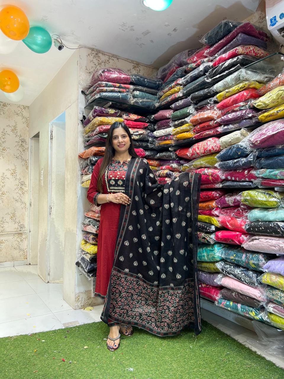 Pure Jaipuri Cotton Ajarak Print 3pc Set Maroon Color