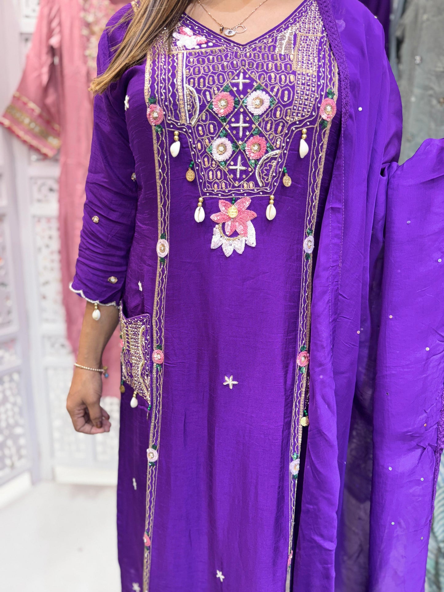 Dola Silk Purple 3pc Suit