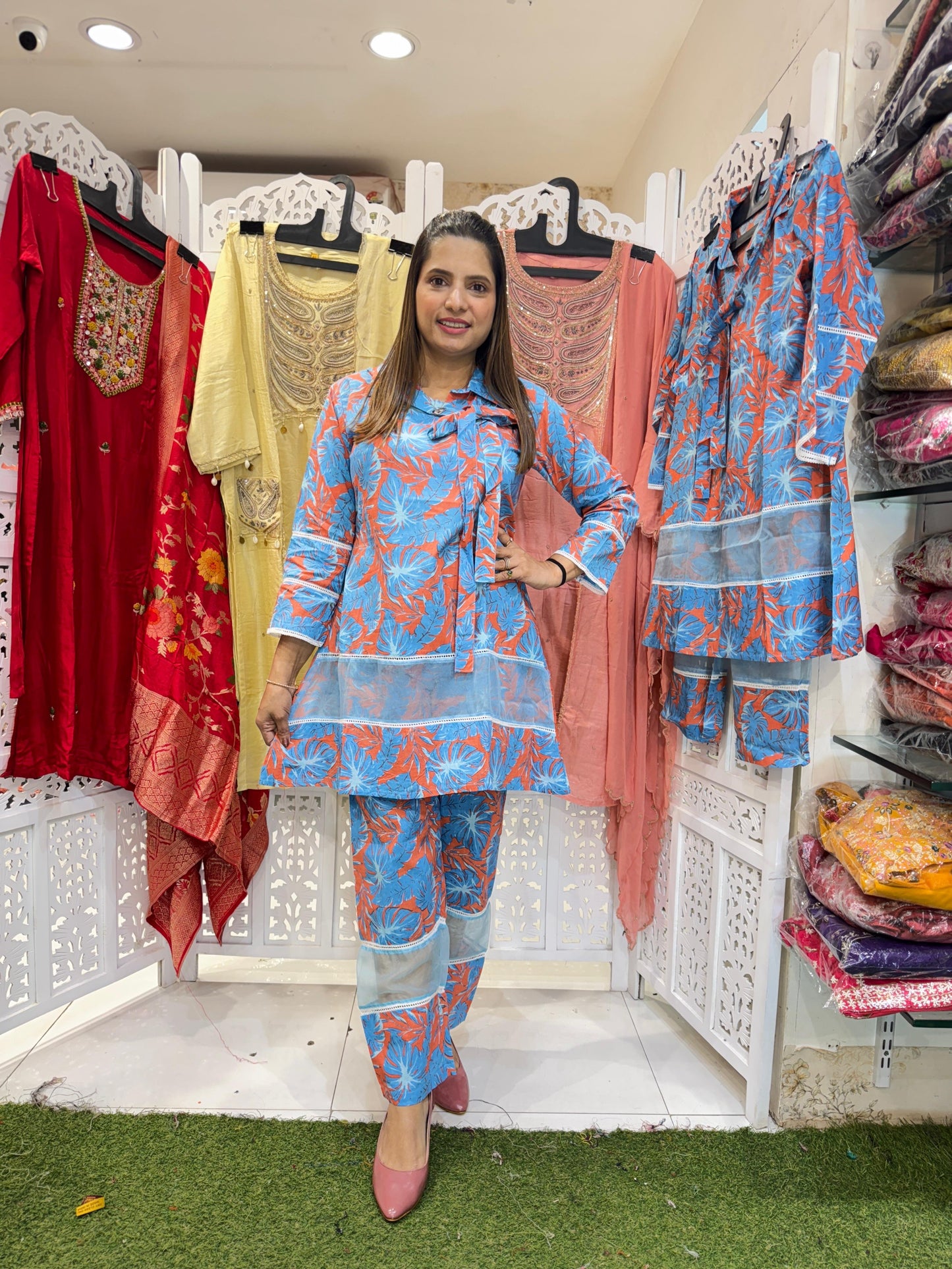 Cotton Blue 2pc Suit