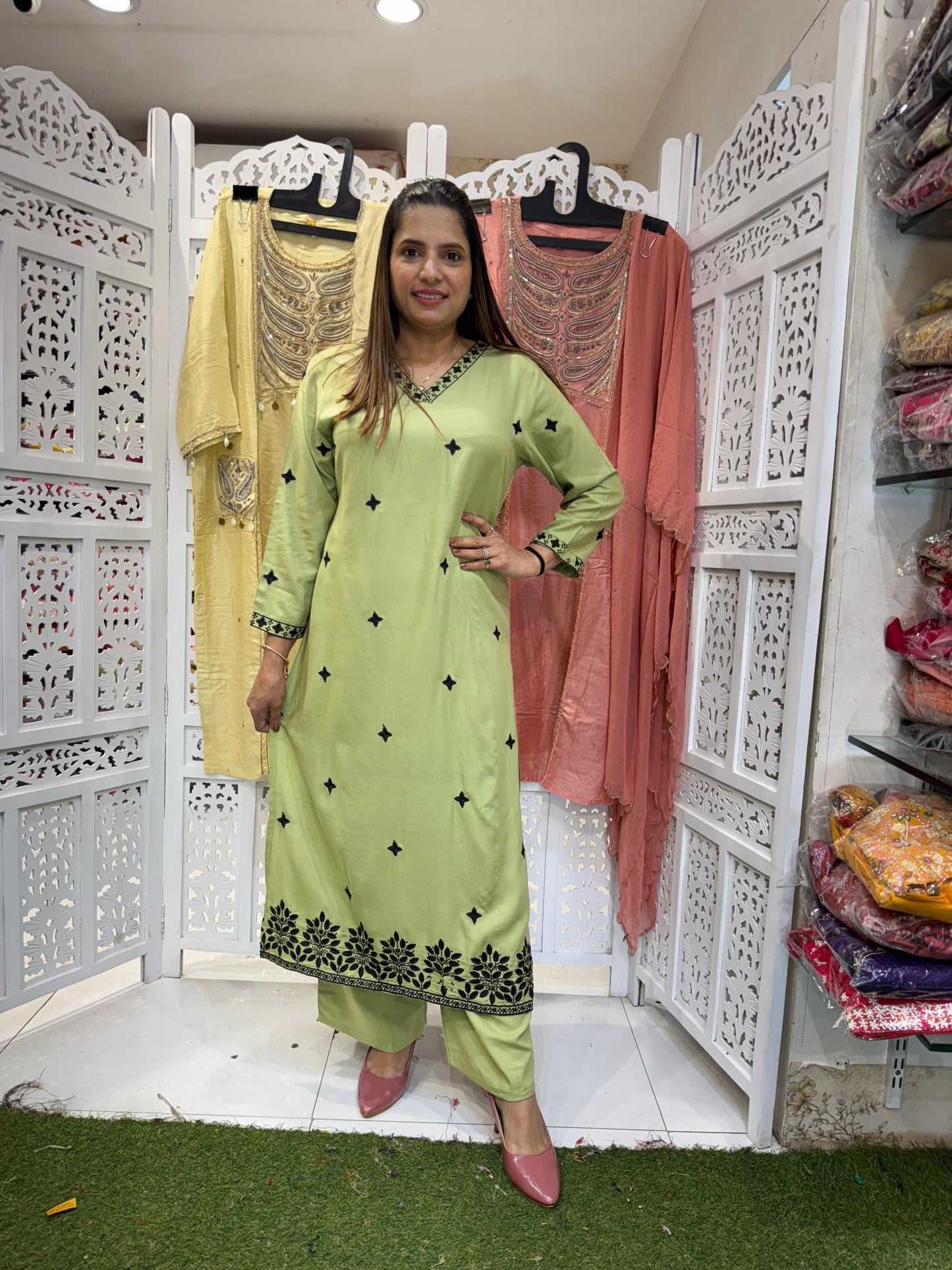 German Rayon Pista Green 2pc Suit